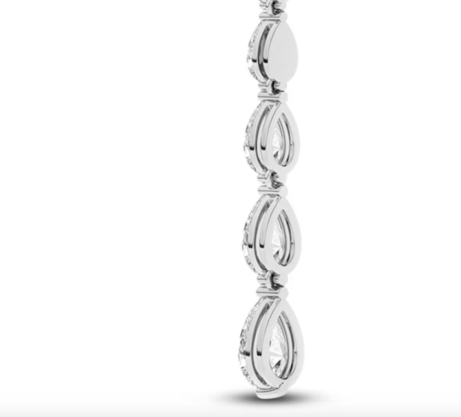 2 Carat Pear-Shaped Lab-Created Diamond Graduated Drop Necklace in 14K White Gold – 18" Chain - Image 3